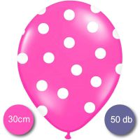 Pöttyös léggömb, nagy csomag, 30cm, pink színben, 50 db/cs