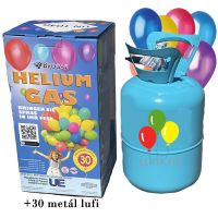 Hélium palack 30 léggömb felfújására + 30 metál léggömb