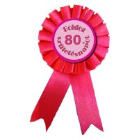 Kitűző, rózsaszín, Boldog 80. születésnapot