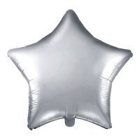 Csillag alakú ezüst fólia lufi, 19"/48cm