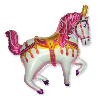 Fólia lufi, nagyforma, cirkuszos ló, pink, 24"