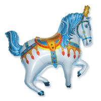 Fólia lufi, nagyforma, cirkuszos ló, kék, 24"