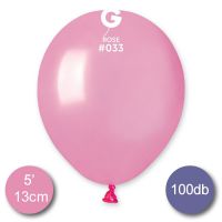 Lufi (metál) pink, 13cm, gömb, 100 db/cs
