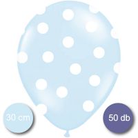 Pöttyös léggömb, nagy csomag, 30cm, bébi kék színben, 50 db/cs