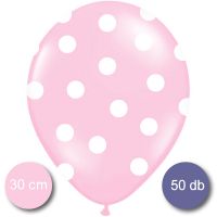 Pöttyös léggömb, nagy csomag, 30cm, bébi pink színben, 50 db/cs