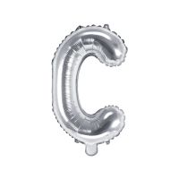 Fólia léggömb, "C" betű, ezüst, 35 cm