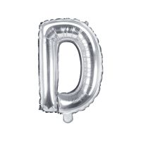 Fólia léggömb, "D" betű, ezüst, 35 cm