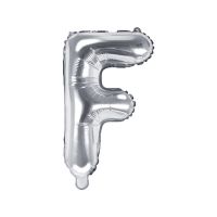 Fólia léggömb, "F" betű, ezüst, 35 cm
