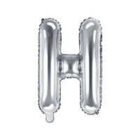 Fólia léggömb, "H" betű, ezüst, 35 cm