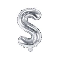 Fólia léggömb, "S" betű, ezüst, 35 cm