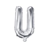 Fólia léggömb, "U" betű, ezüst, 35 cm