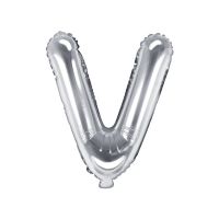 Fólia léggömb, "V" betű, ezüst, 35 cm