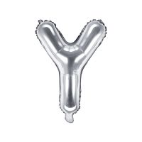 Fólia léggömb, "Y" betű, ezüst, 35 cm