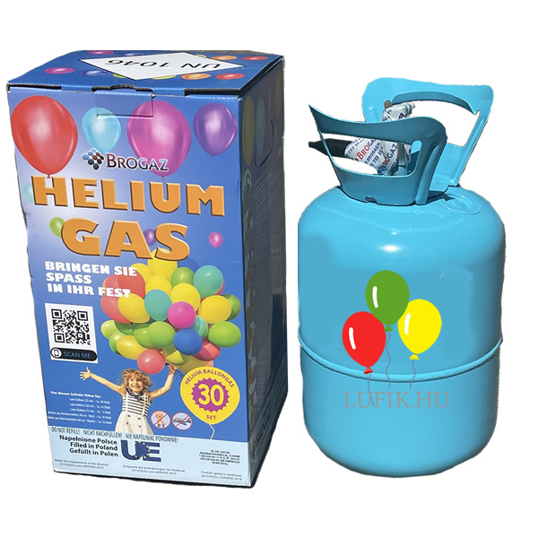 Hélium palack 30 léggömb felfújására, lufi nélkül
