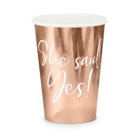 Party pohár, rosegold, She said yes!, 6db/cs, 220 ml