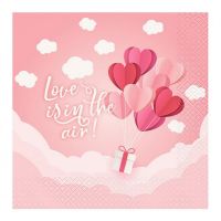Szalvéta, Love is in the air szöveggel, pink, 33x33cm, 20 darab/csomag