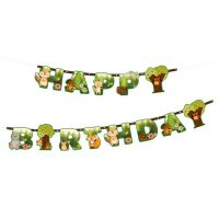 Erdő állatai,  Happy Birthday, banner, 210  * 16 cm